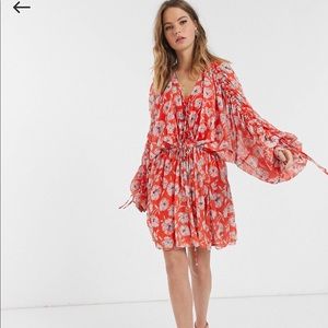 ASOS DESIGN red floral mini dress